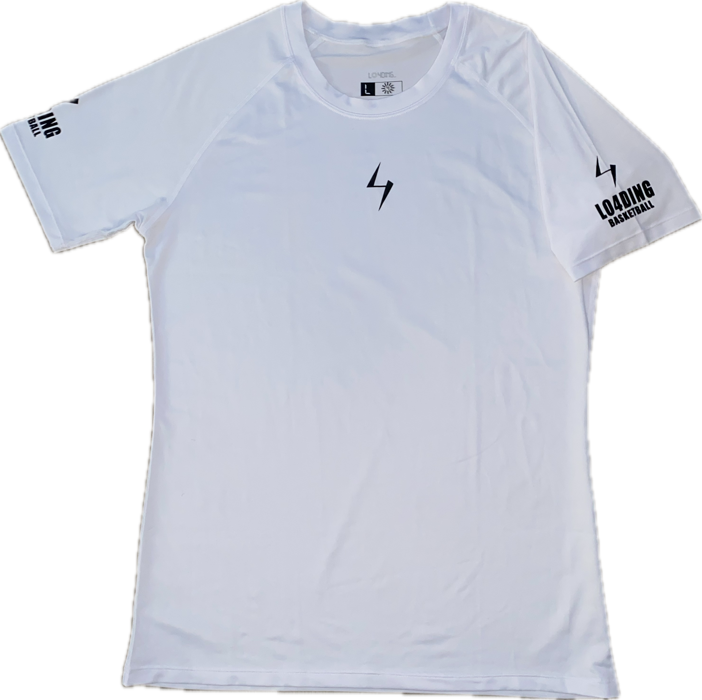 WHITE LO4DING BASKETBALL COMPRESSONS SHIRT