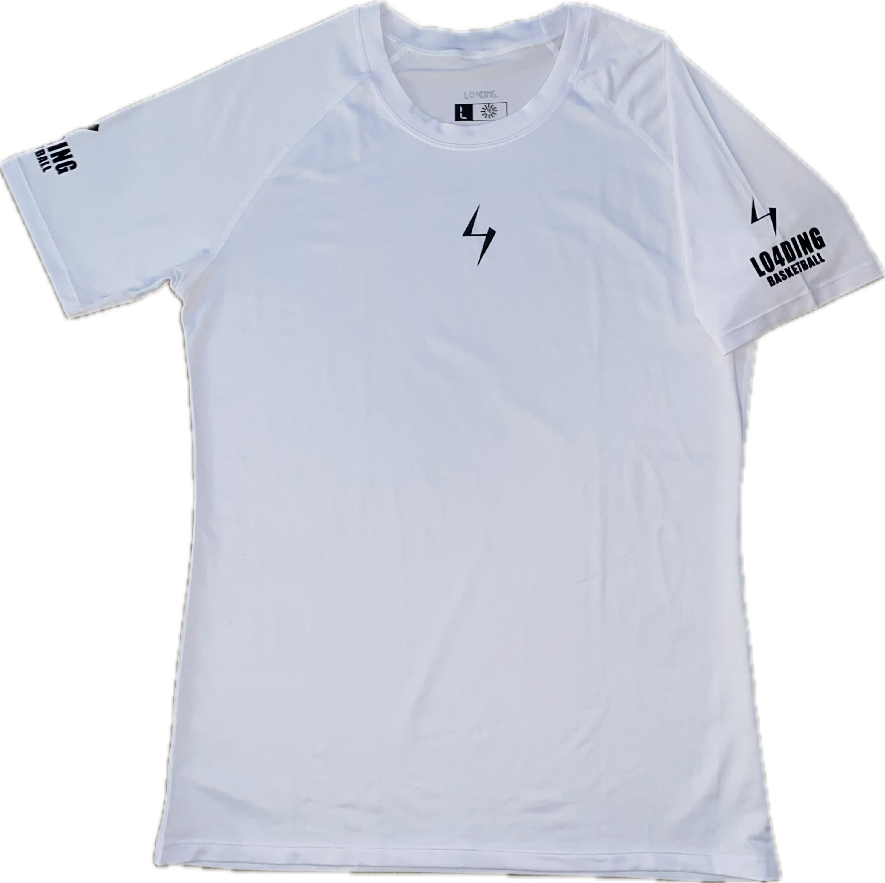 WHITE LO4DING BASKETBALL COMPRESSONS SHIRT