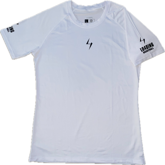 WHITE LO4DING BASKETBALL COMPRESSONS SHIRT