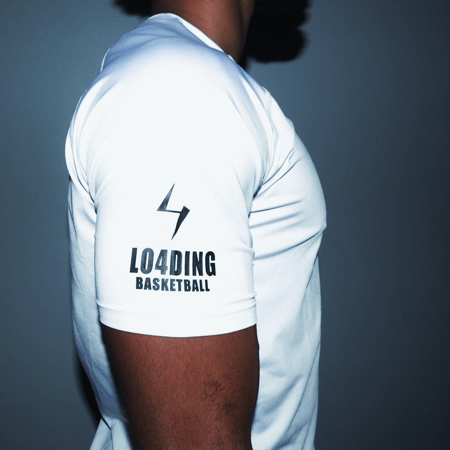 WHITE LO4DING BASKETBALL COMPRESSONS SHIRT