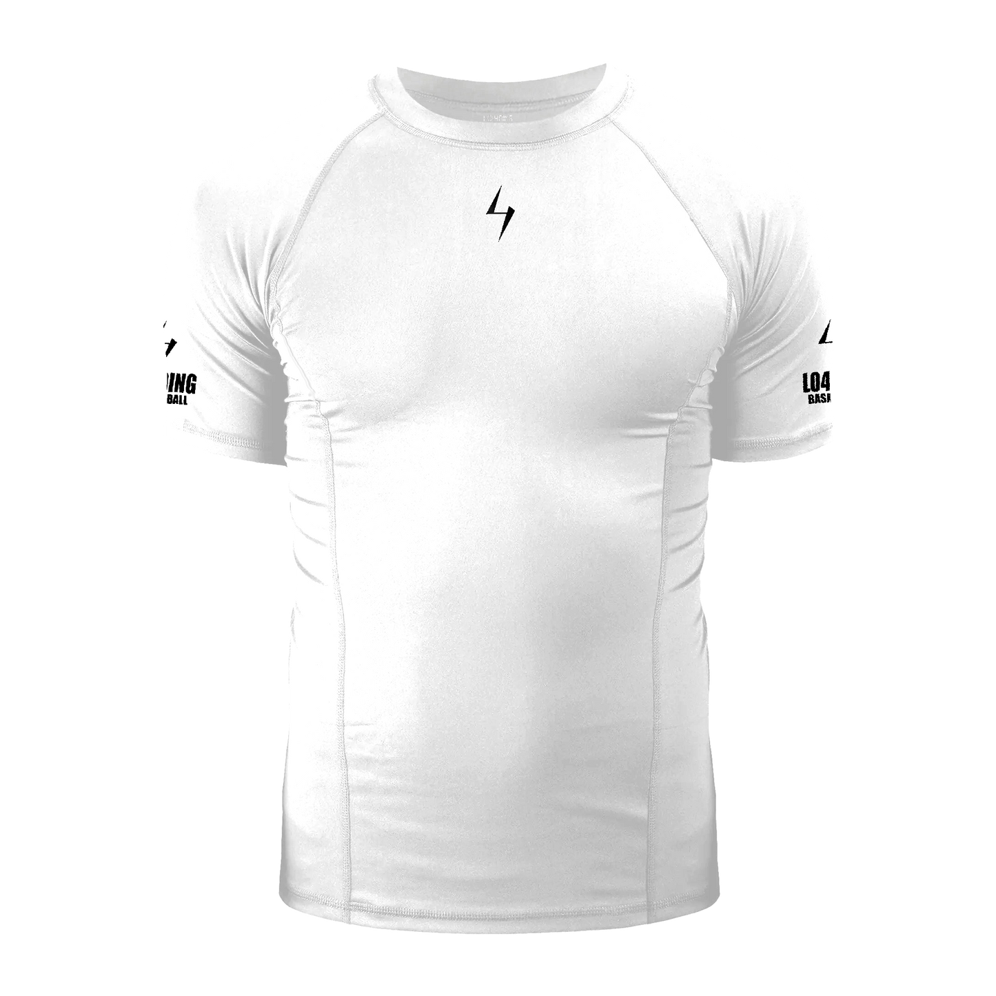 WHITE LO4DING BASKETBALL COMPRESSONS SHIRT